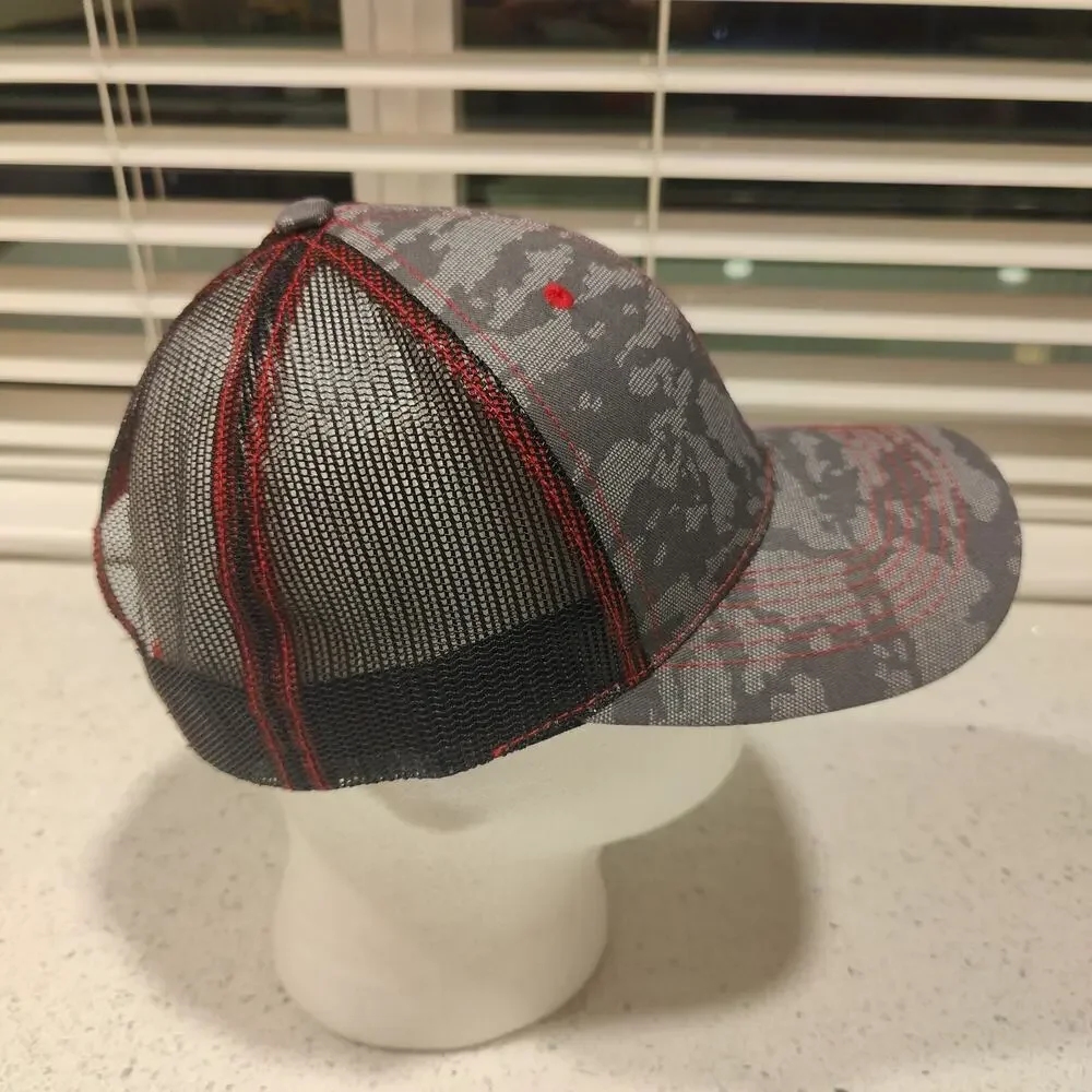 Justin Boots Hat Cap SnapBack Trucker Mesh Hat Gray Black Red Western Cowboy EUC